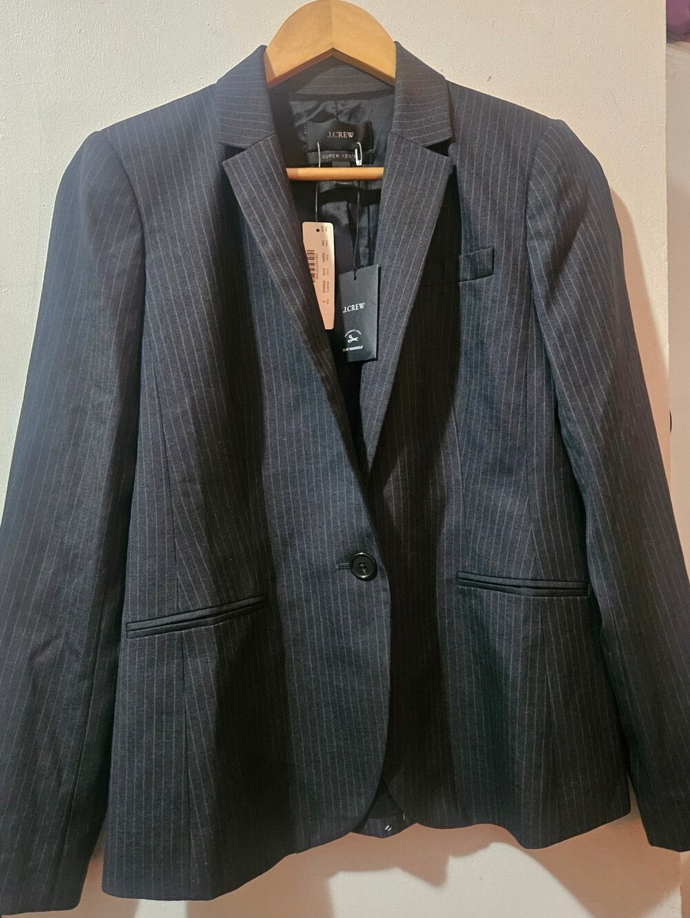 J. Crew Women's Navy Pinstripe Single-Button Blazer